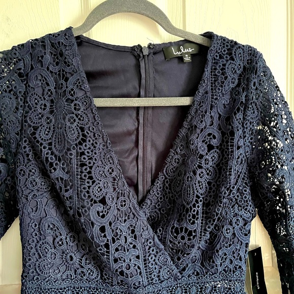 NWT ‼️Lulus Dark Navy Blue Lace Dress - Picture 2 of 4